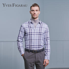 YvesFigarau伊夫·费嘉罗秋冬新款100%棉商务休闲格纹舒适透气长袖衬衫902362