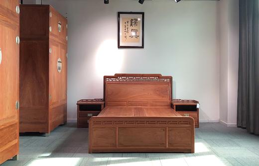 红桥红  家具严选  缅甸花梨（大果紫檀）  【150 曲尺弯背素面 高低床 三件套】 商品图0