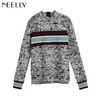 NEELLY/纳俪冬装新款短款女黑白拼色小高领毛针织线衫T恤卫衣 商品缩略图3
