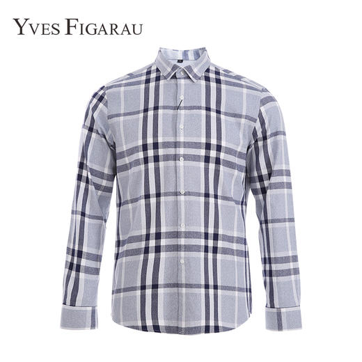 YvesFigarau伊夫·费嘉罗秋冬新款100%棉商务休闲格纹舒适透气长袖衬衫902362 商品图1