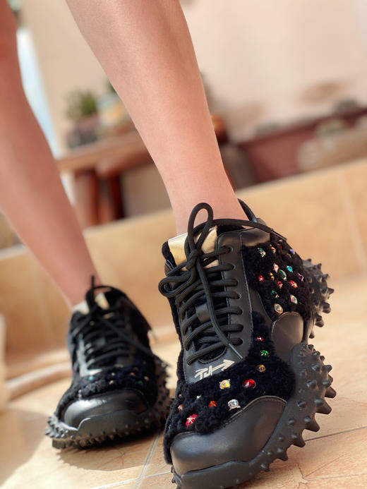 westory老爹鞋女ins潮2020冬季新款内增高亮片运动鞋W20CM70751 商品图4