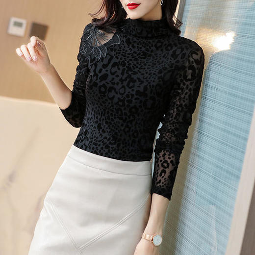 KQL-359H9000秋冬新款时尚加绒加厚半高领打底衫 商品图3