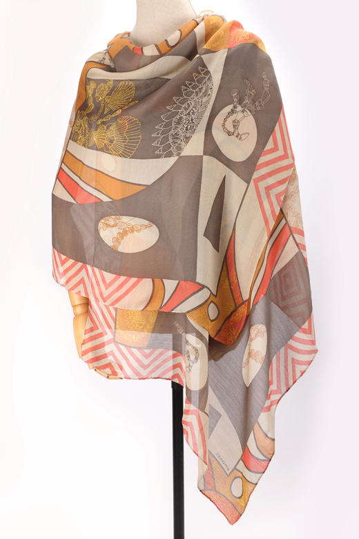 法国品牌renoma 出口韩国 羊毛桑蚕丝时尚围巾 商品图0