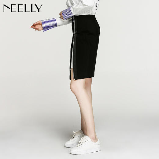 NEELLY/纳俪冬季新款女短裙修身显瘦一片式包臀裙A字裙半身裙N126805081 商品图2
