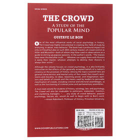 【中商原版】乌合之众：大众心理研究 英文原版 The Crowd Gustave Le Bon Dover Publications 社会心理学领域的经典著作