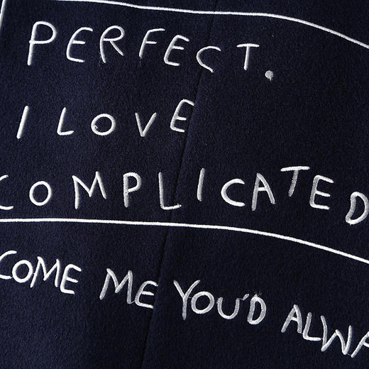 NEELLY/纳俪冬季新款中长款字母印花刺绣毛呢外套N126807040 商品图3