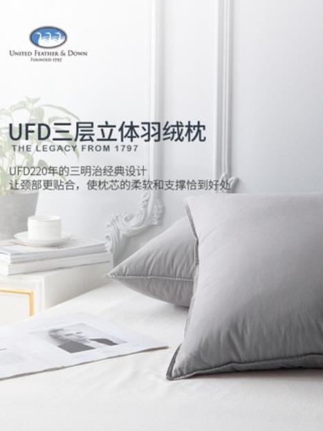 UFD波兰羽绒枕五星级酒店枕头 枕芯双人护颈椎助睡眠单人 商品图1