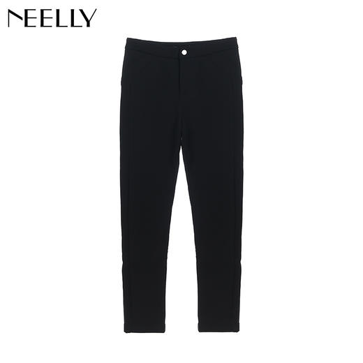 NEELLY纳俪冬装新款女裤铅笔裤修身高腰外穿显瘦抓绒加厚长裤 商品图4