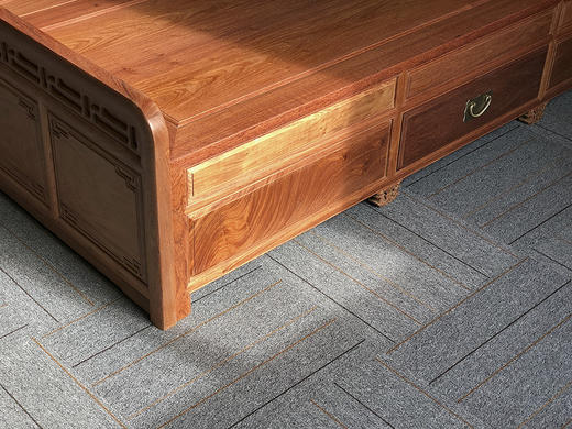 红桥红  家具严选  缅甸花梨（大果紫檀）  【150 曲尺弯背素面 高低床 三件套】 商品图3