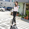 韩国lets diet校服裤薄款竖条纹高腰修身显瘦小脚九分女生运动裤 商品缩略图0