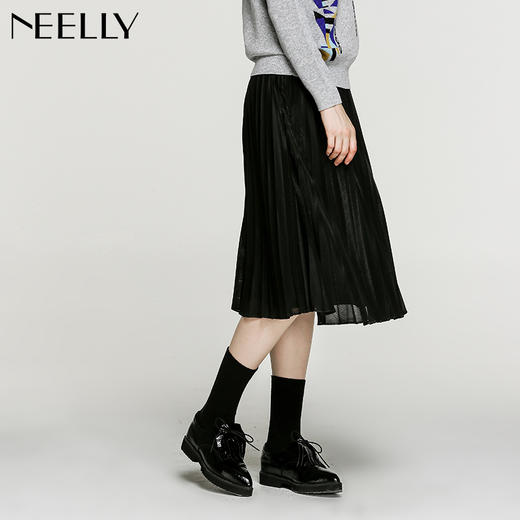 NEELLY纳俪冬装新款百褶裙显瘦通勤A字裙百搭甜美可爱半身裙 商品图2
