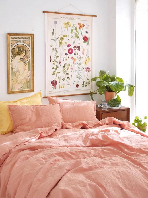 【清仓折扣】伽罗 JALO 14支彩色亚麻床品(鹅黄色/橘粉色/豆绿色/橄榄黄和孔雀绿组合) 商品图2