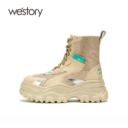 westory商场同款马丁靴女2020新款冬季英伦风短靴厚底内增高潮W20DS80491 商品图1
