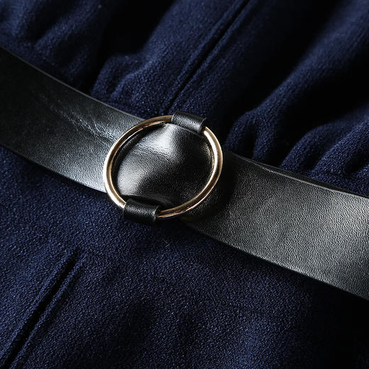 NEELLY/纳俪秋冬季新款女装修身显瘦长袖OL高领中长款连衣裙 商品图3