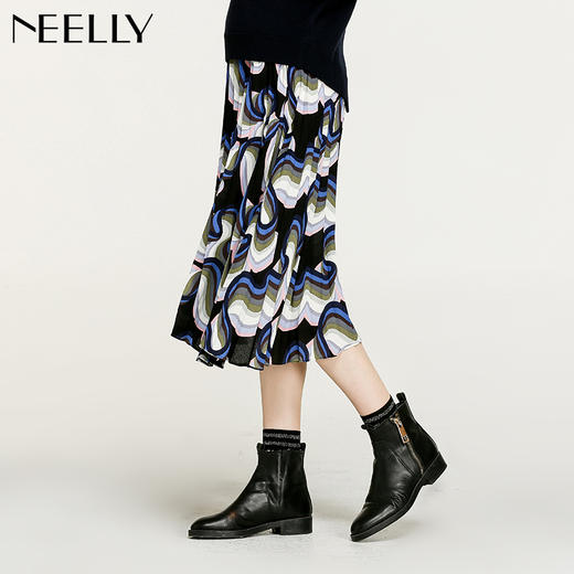 NEELLY纳俪冬装新款百褶裙显瘦通勤A字裙百搭甜美可爱半身裙 商品图1