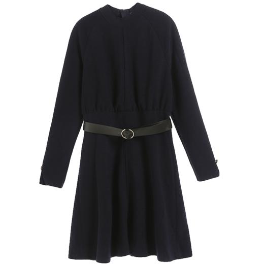 NEELLY/纳俪秋冬季新款女装修身显瘦长袖OL高领中长款连衣裙 商品图4