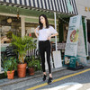 韩国lets diet校服裤薄款竖条纹高腰修身显瘦小脚九分女生运动裤 商品缩略图3