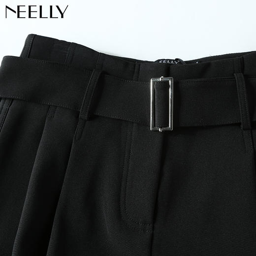 NEELLY纳俪冬装新款女纯色超宽松百搭显瘦腰带时尚长裤阔腿裤 商品图3