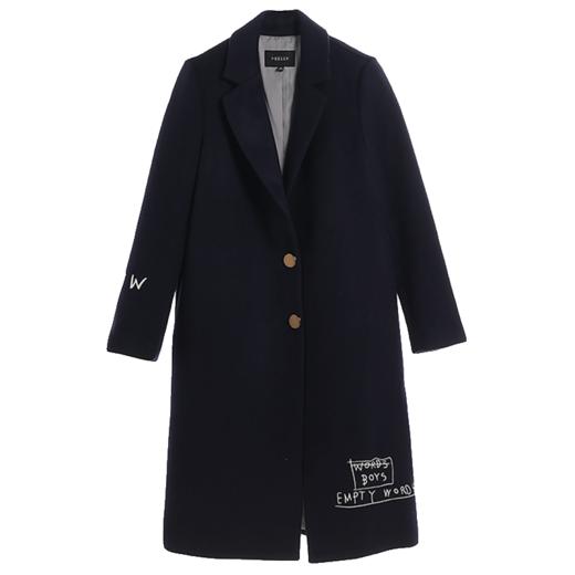 NEELLY/纳俪冬季新款中长款字母印花刺绣毛呢外套N126807040 商品图4