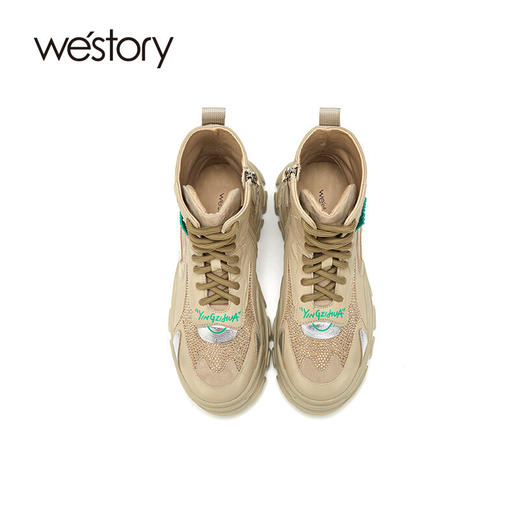 westory商场同款马丁靴女2020新款冬季英伦风短靴厚底内增高潮W20DS80491 商品图3