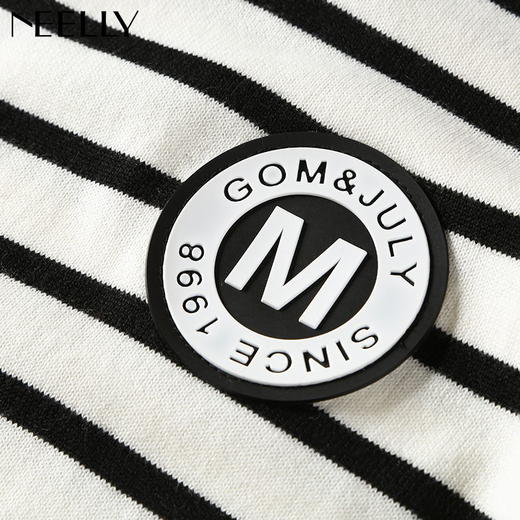 NEELLY纳俪新款女高领黑白条纹宽松百搭显瘦针织衫连衣裙N126809033 商品图3