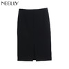 NEELLY纳俪冬装新款女装纯色职业短裙一步开叉半身裙包臀裙 商品缩略图3