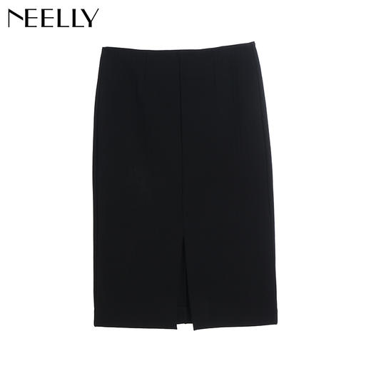 NEELLY纳俪冬装新款女装纯色职业短裙一步开叉半身裙包臀裙 商品图3