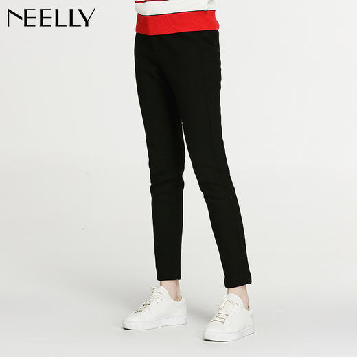 NEELLY纳俪冬装新款女裤铅笔裤修身高腰外穿显瘦抓绒加厚长裤 商品图2