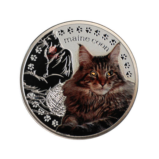 2014纽埃 小野猫纪念币 镶嵌水晶