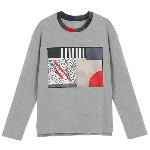 NEELLY/纳俪冬新款短款拼接图案淑女针织上衣T恤女N126810013 商品图4