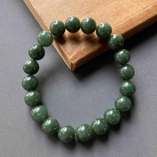 糯种墨绿翡翠珠串手串