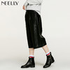 NEELLY/纳俪女街头黑色朋克休闲PU自然腰皮裤子七分裤N096808070 商品缩略图1