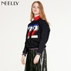 NEELLY纳俪新款女圆领数字印花T恤宽松显瘦套头短款卫衣 商品缩略图0
