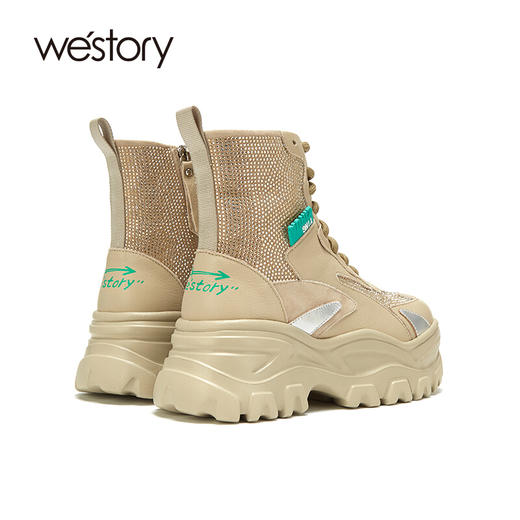westory商场同款马丁靴女2020新款冬季英伦风短靴厚底内增高潮W20DS80491 商品图2