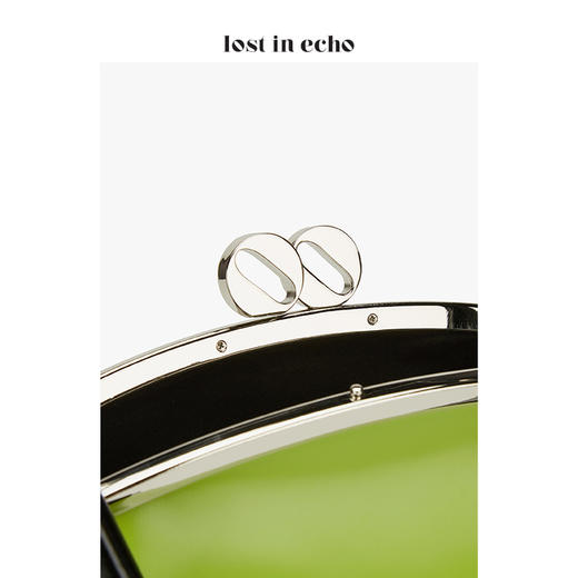 lost in echo 原创设计师品牌 保龄球口金手提包黑配绿色 商品图2