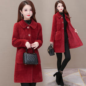 YWE  TG20B53气质优雅时尚中长款貂绒大衣
