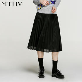 NEELLY纳俪冬装新款百褶裙显瘦通勤A字裙百搭甜美可爱半身裙