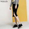 NEELLY纳俪冬装新款女装纯色职业短裙一步开叉半身裙包臀裙 商品缩略图1