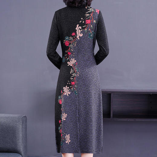 HT-BH-321-8037复古气质收腰显瘦针织连衣裙 商品图1