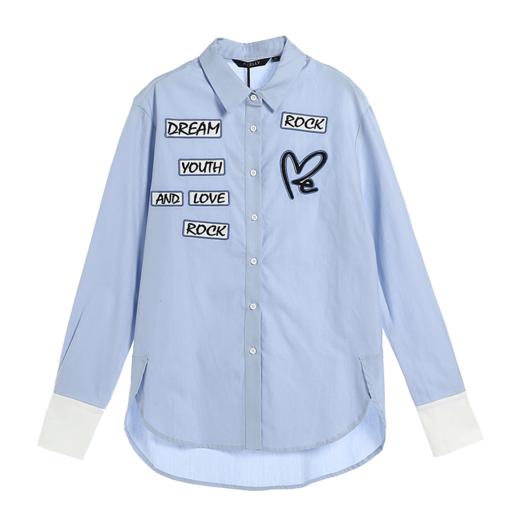 NEELLY/纳俪新款女纯色字母印花衬衣休闲衬衫N056802094 商品图4