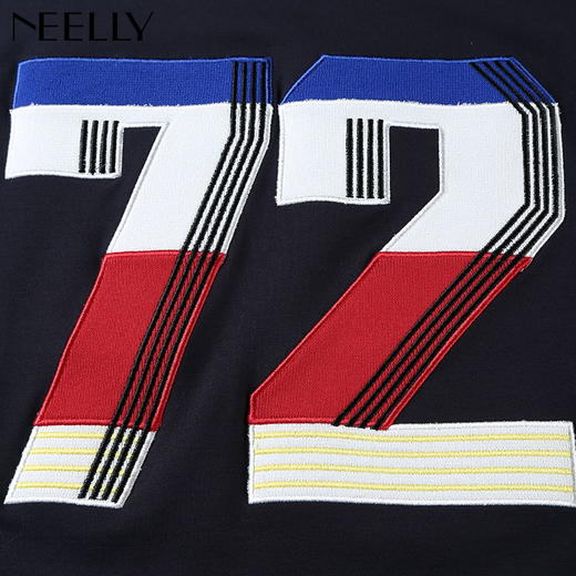NEELLY纳俪新款女圆领数字印花T恤宽松显瘦套头短款卫衣 商品图2