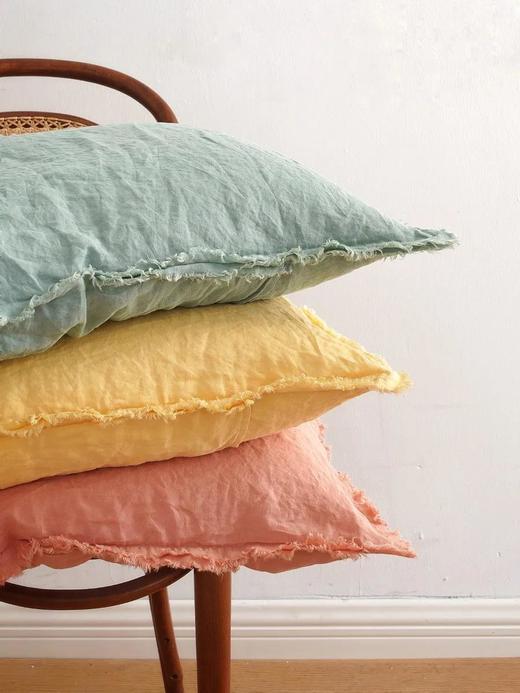 【清仓折扣】伽罗 JALO 14支彩色亚麻床品(鹅黄色/橘粉色/豆绿色/橄榄黄和孔雀绿组合) 商品图0