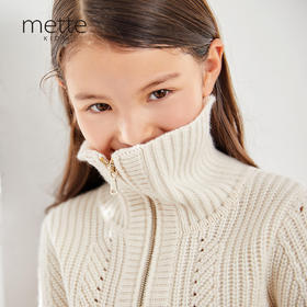 METTE羊绒世家童装100%山羊绒开衫外套20年女宝立领保暖针织外套