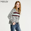 NEELLY/纳俪冬装新款短款女黑白拼色小高领毛针织线衫T恤卫衣 商品缩略图0