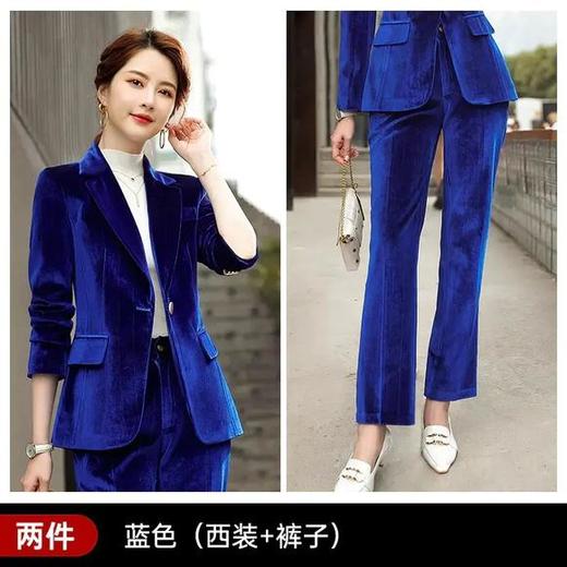 JH-EH1818新款时尚气质一扣翻袋金丝绒西装套装 商品图2