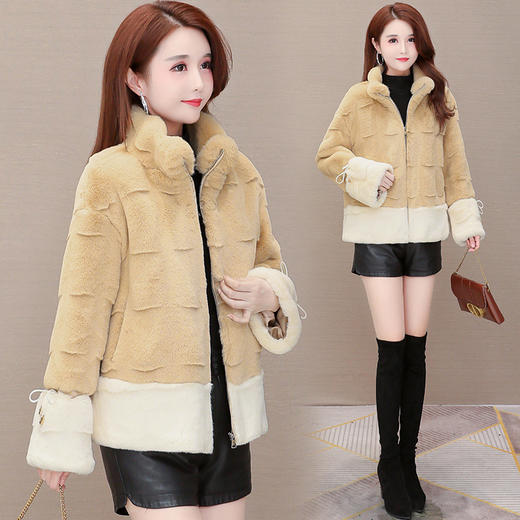 YWE  X2B147小香风气质修身显瘦貂绒外套 商品图2