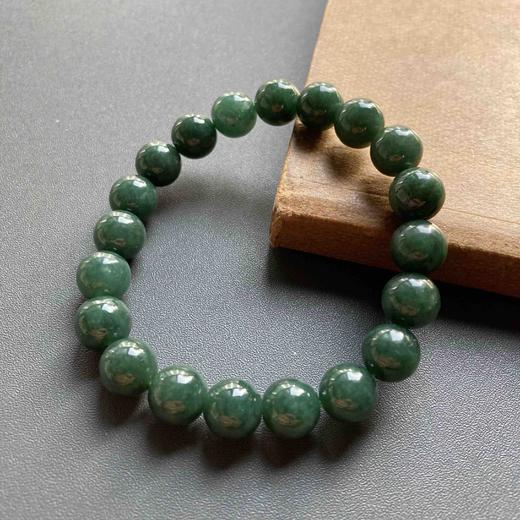 糯种墨绿翡翠珠串手串