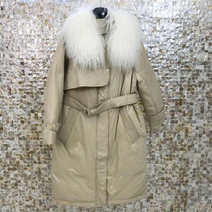 fz201167长款羊滩毛格绒大衣