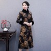 WXG-DY698新款中国风优雅气质立领长款真丝印花夹棉旗袍外套 商品缩略图3