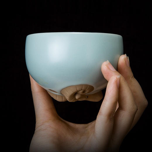 东道汝窑｜三羊开泰主人杯B杯（天青） 商品图3